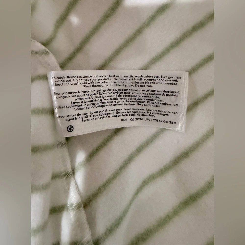 Striped White and Green Kids Pajamas